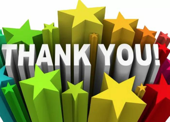 Colorful 3D stars with 'THANK YOU' text.
