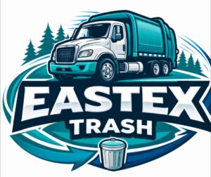 Garbage truck logo with EASTEX TRASH text
